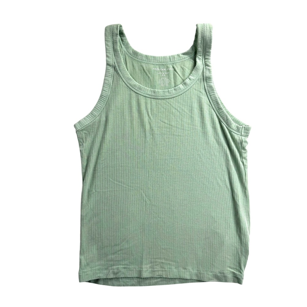 American Eagle Soft & Sexy Ribbed Tank Top Sage Green Womens Small Scoop Neck